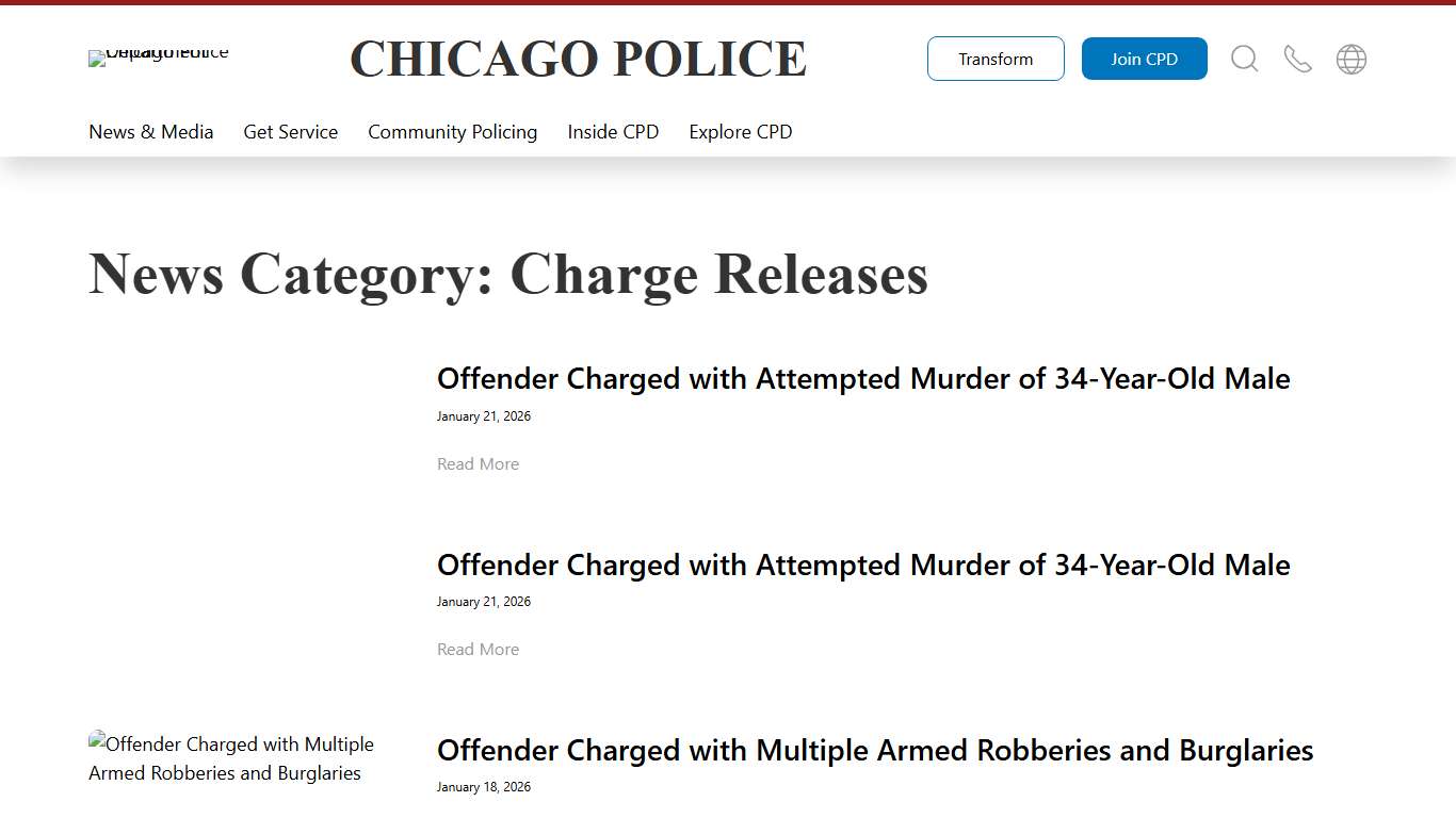 Charge Releases – Chicago Police Department